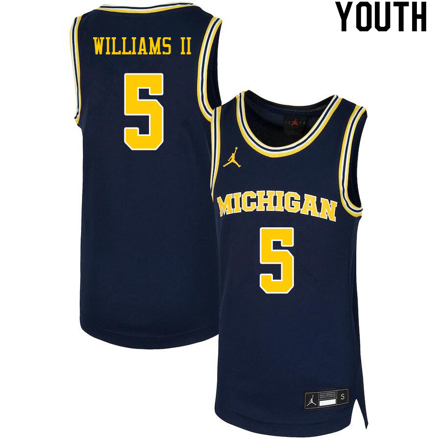 Youth #5 Terrance Williams II Michigan Wolverines College Basketball Jerseys Sale-Navy